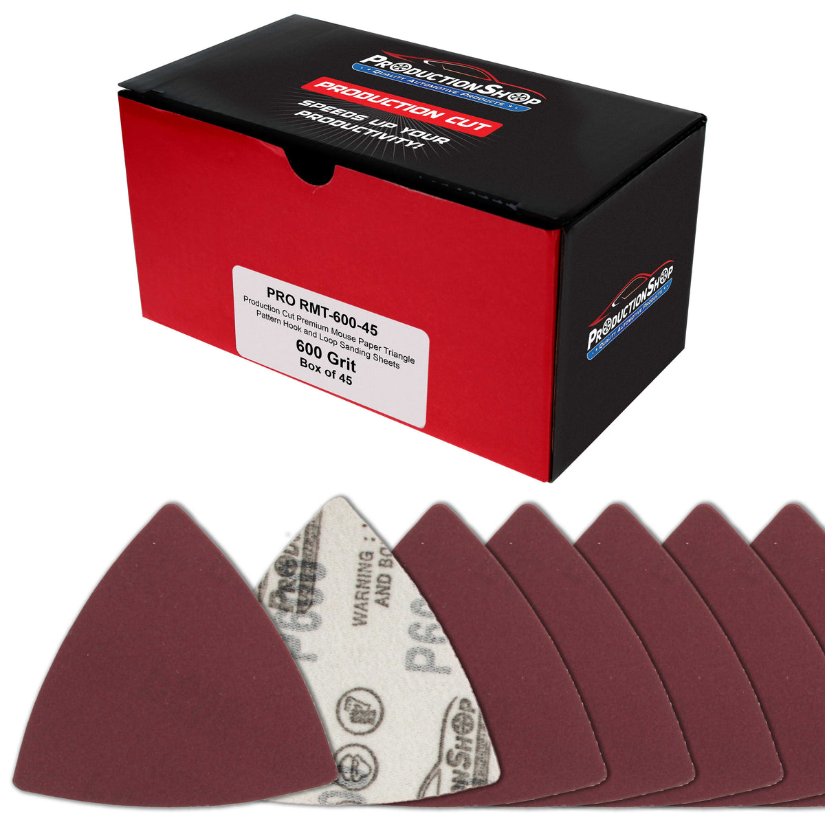 Premium 600 Grit Triangle Mouse Detail Sander Sandpaper Sheets, Box of 45 - Hook & Loop, Triangular Shaped Mouse Disc Pads - Oscillating Multi-Tools