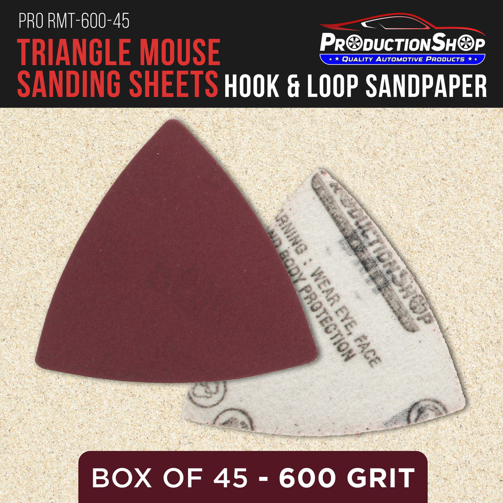 Premium 600 Grit Triangle Mouse Detail Sander Sandpaper Sheets, Box of 45 - Hook & Loop, Triangular Shaped Mouse Disc Pads - Oscillating Multi-Tools