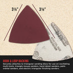 Premium 600 Grit Triangle Mouse Detail Sander Sandpaper Sheets, Box of 45 - Hook & Loop, Triangular Shaped Mouse Disc Pads - Oscillating Multi-Tools
