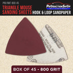Premium 800 Grit Triangle Mouse Detail Sander Sandpaper Sheets, Box of 45 - Hook & Loop, Triangular Shaped Mouse Disc Pads - Oscillating Multi-Tools