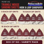 Premium Triangle Mouse Detail Sander Sandpaper Sheets, 160 Disc Variety Pack, Grits 40, 60, 80, 100, 120, 150, 180, 220, 320, 400, 600, 800 - Hook & Loop