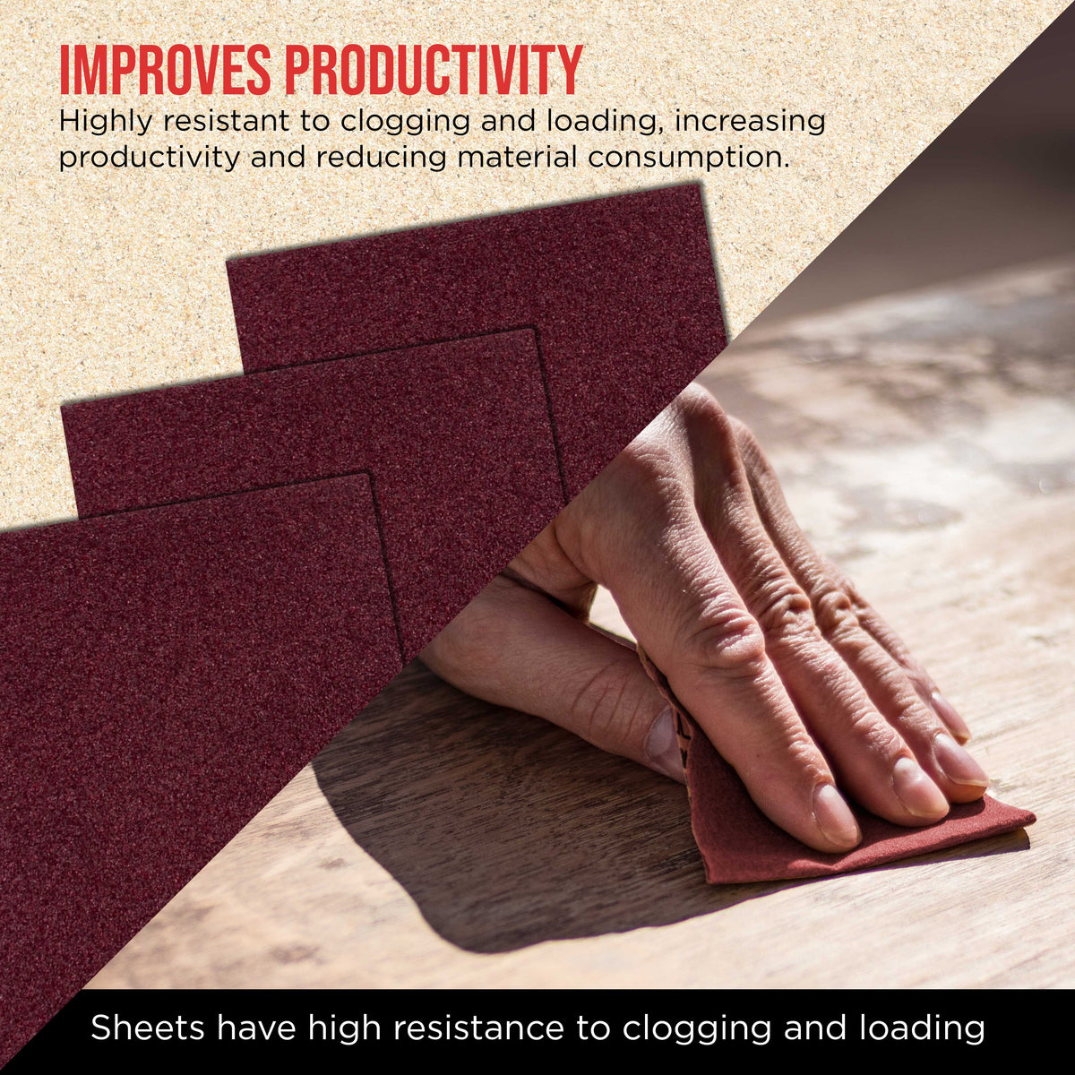Premium Red 100 Grit 1/4 Sheet Size Red Sanding Sheets, Box of 30 - Hook & Loop Backing Sandpaper, Coarse-Cut Abrasive - Fits Palm Sanders, Hand Sanding Blocks