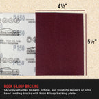 Premium Red 150 Grit 1/4 Sheet Size Red Sanding Sheets, Box of 30 - Hook & Loop Backing Sandpaper, Medium-Cut Abrasive - Fits Palm Sanders, Hand Sanding Blocks