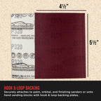 Premium Red 320 Grit 1/4 Sheet Size Red Sanding Sheets, Box of 30 - Hook & Loop Backing Sandpaper, Fine-Cut Abrasive - Fits Palm Sanders, Hand Sanding Blocks
