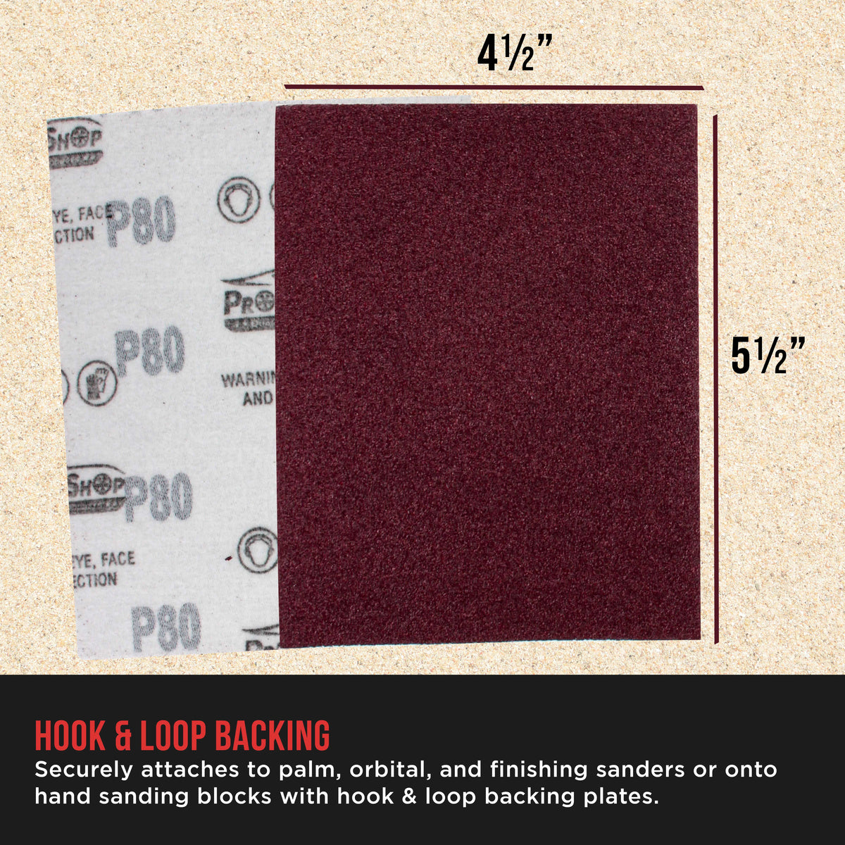 Premium Red 80 Grit 1/4 Sheet Size Red Sanding Sheets, Box of 30 - Hook & Loop Backing Sandpaper, Coarse-Cut Abrasive - Fits Palm Sanders, Hand Sanding Blocks