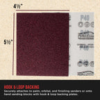 Premium 1/4 Sheet Size Red Sanding Sheets, 50 Sheet Variety Pack, Grits 40, 80, 100, 120, 180, 220, 320, 400, 600, 800 - Hook & Loop Backing Sandpaper - Palm Sanders, Sanding Blocks