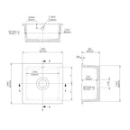 Inspire 457mm Single Bowl Square Inset Sink With Central Waste And Overflow