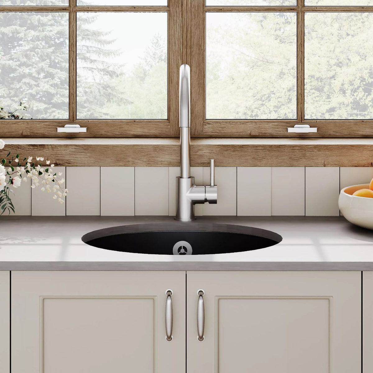 Inspire 460mm Single Bowl Round Inset Sink With Central Waste And Overflow