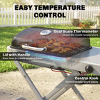 Outsunny Foldable Gas BBQ Grill with Side Table, Portable Gas Barbecue Grill with Thermometer, Grease Box, Wheels, 2.5 kW, Black