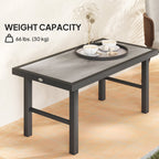 Outdoor Side Table with SPC Woodgrain Tabletop, Metal Patio Coffee Table, Distressed Grey