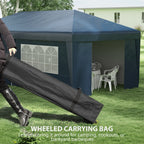 10' x 19.5' Pop Up Canopy Tent with Sidewalls, Dark Blue