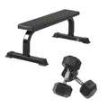 Muscle Motion Package Deal 13 - Flat bench & 4x Pairs of Rubber Hex Dumbbells - 2.5kg, 5kg, 7.5kg and 10kg (Package price)