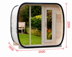 Outdoor Panoramic Pod Sauna with Full Glass Front — Red Cedar / Thermo Wood / Pine | 2-4 Person