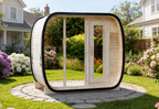 Outdoor Panoramic Pod Sauna with Full Glass Front — Red Cedar / Thermo Wood / Pine | 2-4 Person