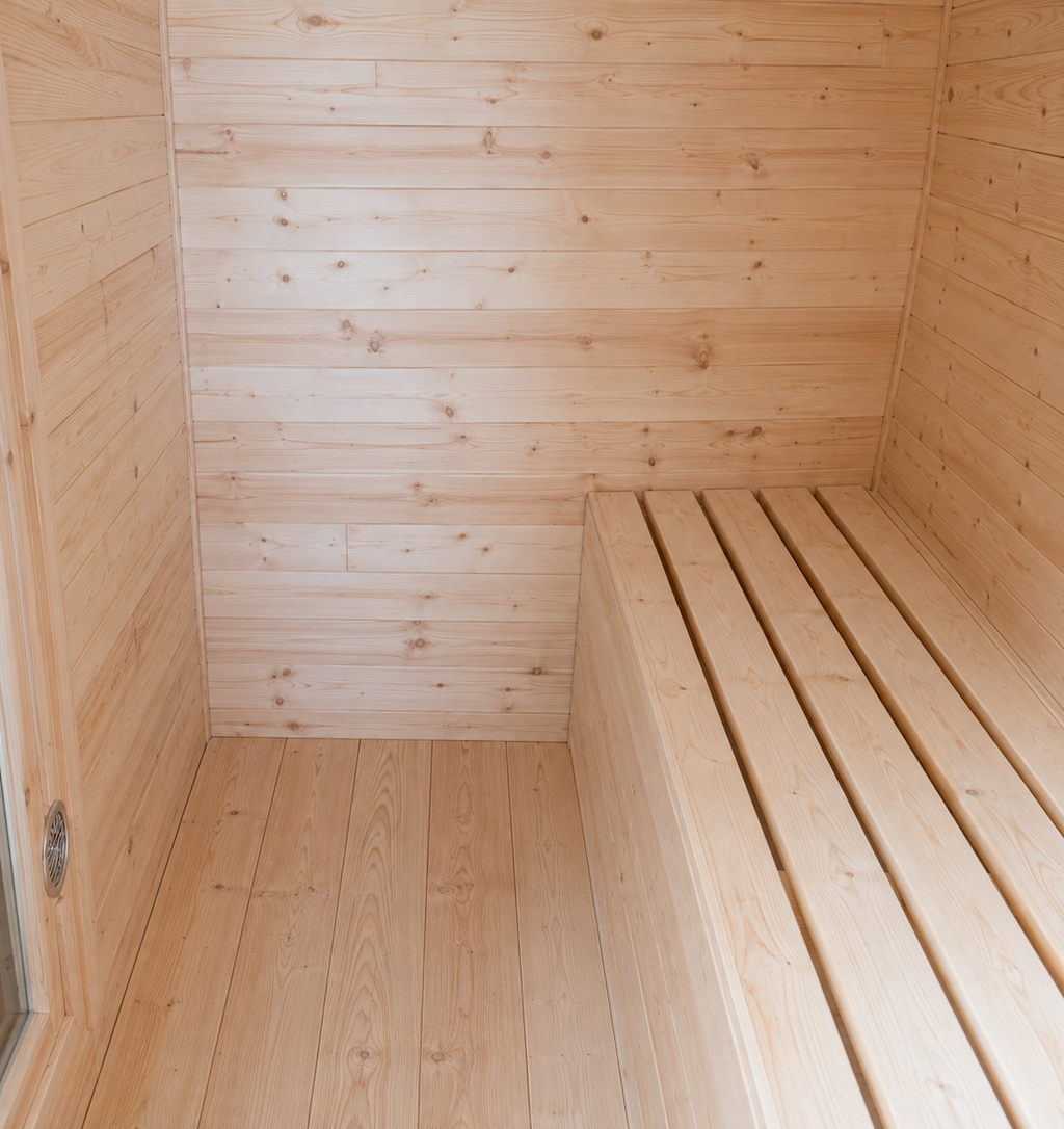 Outdoor Panoramic Pod Sauna with Full Glass Front — Red Cedar / Thermo Wood / Pine | 2-4 Person