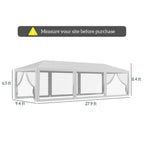 10' x 28' Party Tent, Wedding Canopy with Removable Sidewalls, Shade Shelter, White