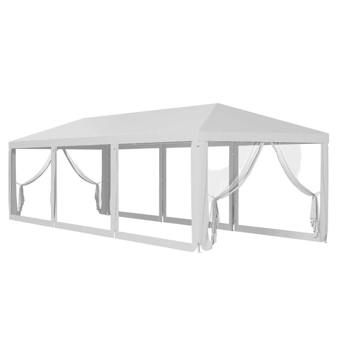 10' x 28' Party Tent, Wedding Canopy with Removable Sidewalls, Shade Shelter, White