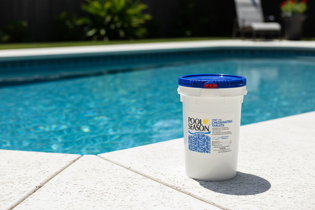 Pool Season 3 in Chlorine Tabs, 50lb - Slow Dissolve - Wrapped