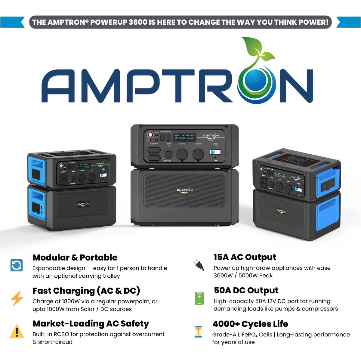 Amptron PowerUp3600 Portable Power Station - 6,144Wh
