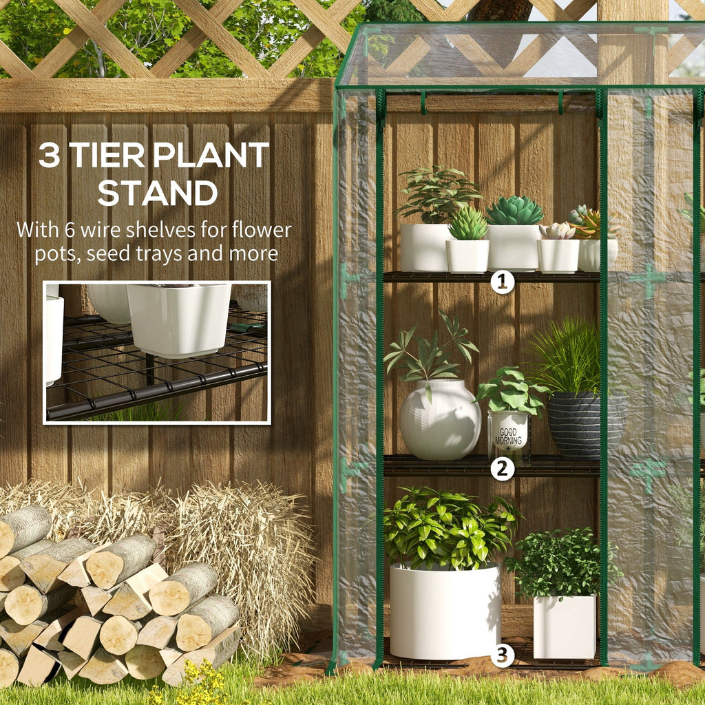 Portable Lean-to Greenhouse with Shelves & Roll-Up Doors