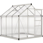 BloomGreen 6' x 6' x 6.6' Polycarbonate Greenhouse with Aluminum Frame, Silver
