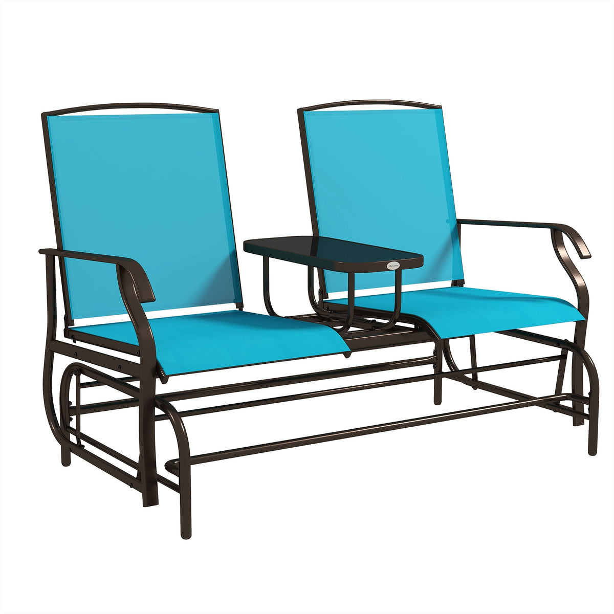 Patio Glider Rocking Chair 2 Person Outdoor Loveseat Rocker Garden Furniture Bench, Blue