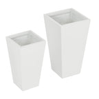 Set of 2 Tall Planters, 22"/18", with Drainage Holes, White