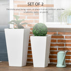 Set of 2 Tall Planters, 22"/18", with Drainage Holes, White