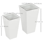Set of 2 Tall Planters, 22"/18", with Drainage Holes, White