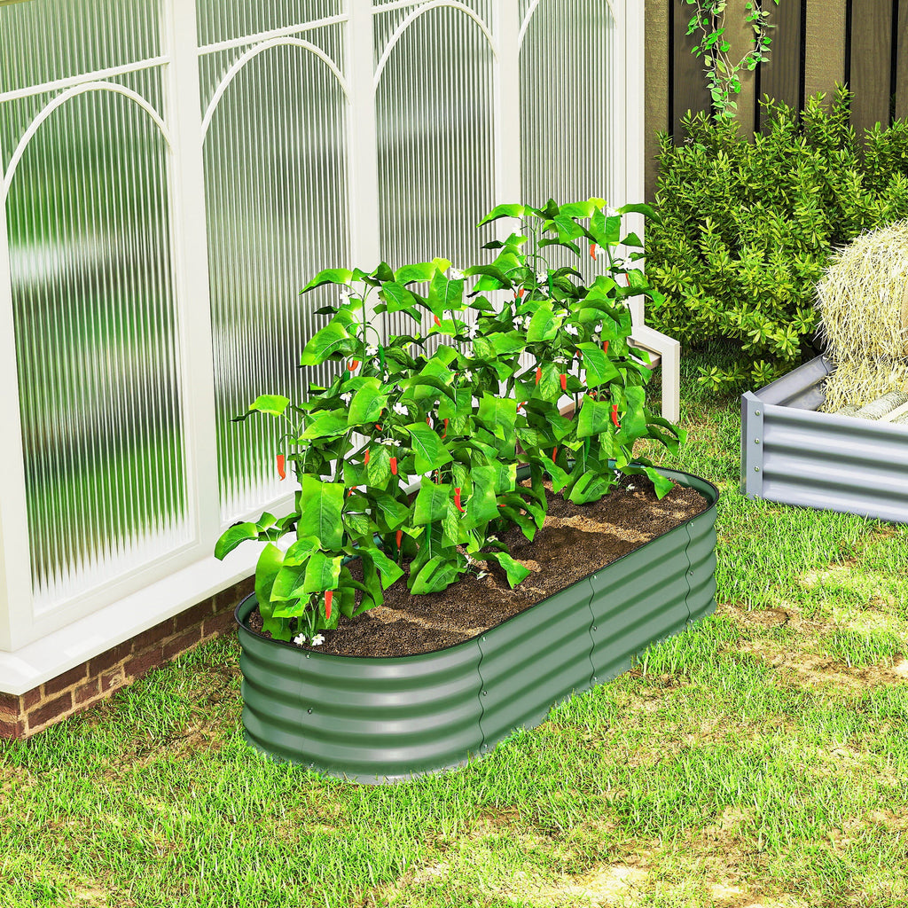 5' x 2' x 1' Galvanized Raised Garden Bed Kit, Green