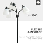 HOMCOM Arc Tree Floor Lamp with 3 Adjustable Rotating Lights, for Bedroom Living Room, Industrial Standing Lamp with Steel Frame, 155cm, Black