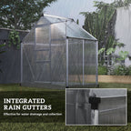 6' x 4' x 6.6' Polycarbonate Greenhouse with Aluminum Frame, Silver
