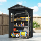 4' x 3' Plastic Garden Shed with Floor, Window and Vent, Dark Grey