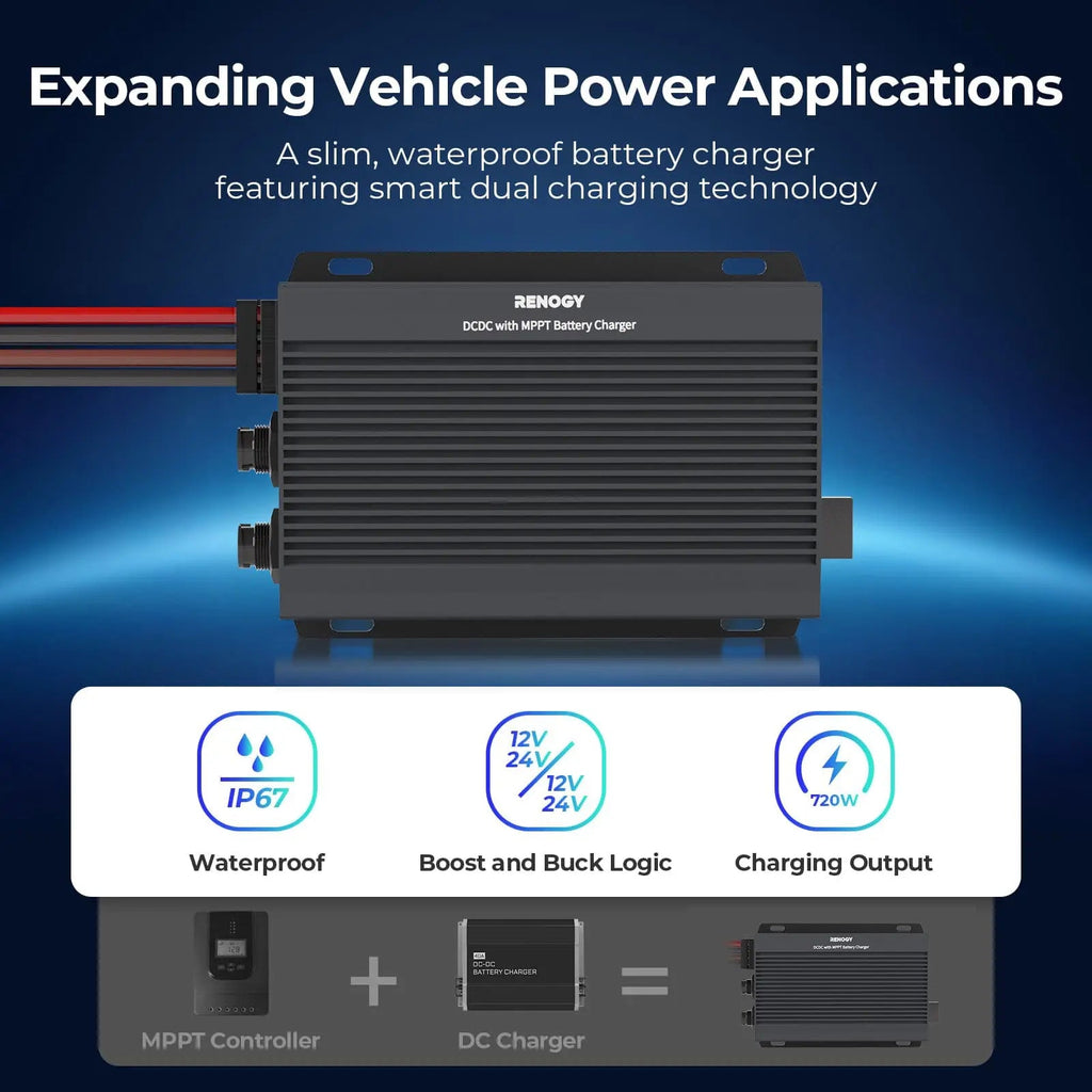 12V/24V IP67 50A DC-DC  Battery Charger with MPPT