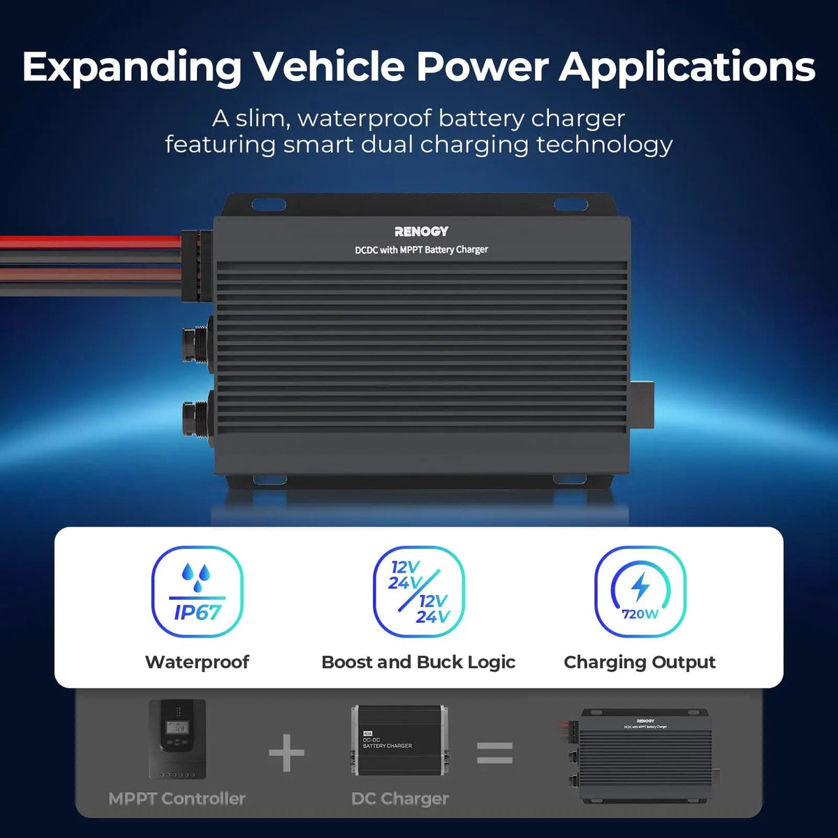 12V/24V IP67 50A DC-DC  Battery Charger with MPPT