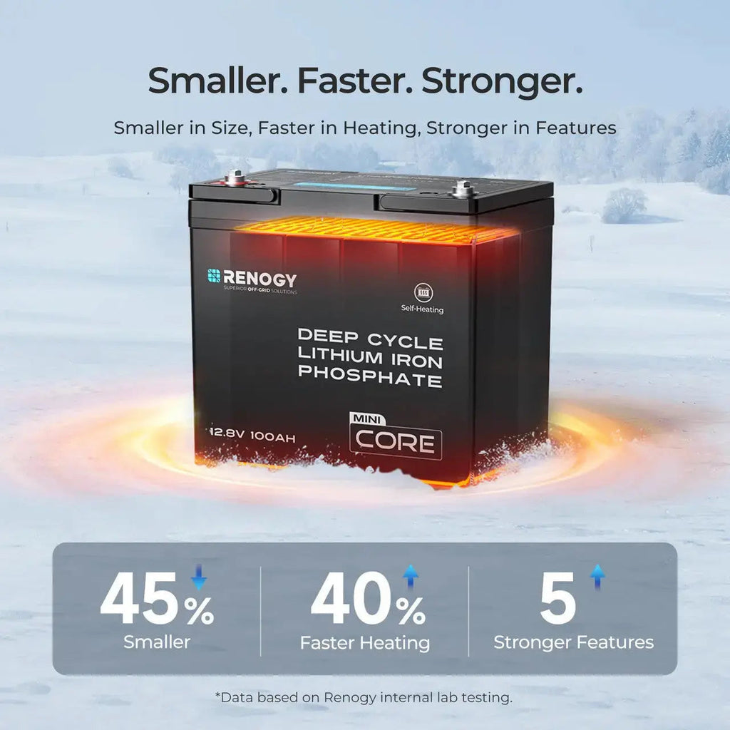 Mini Size 12V 100Ah DuoHeat Tech Lithium Iron Phosphate Battery