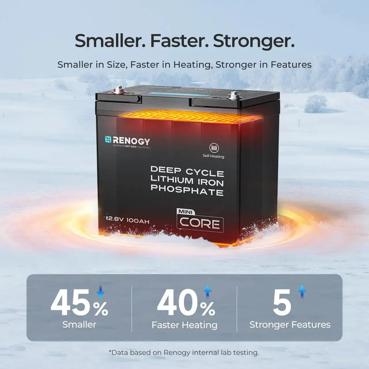 Mini Size 12V 100Ah DuoHeat Tech Lithium Iron Phosphate Battery