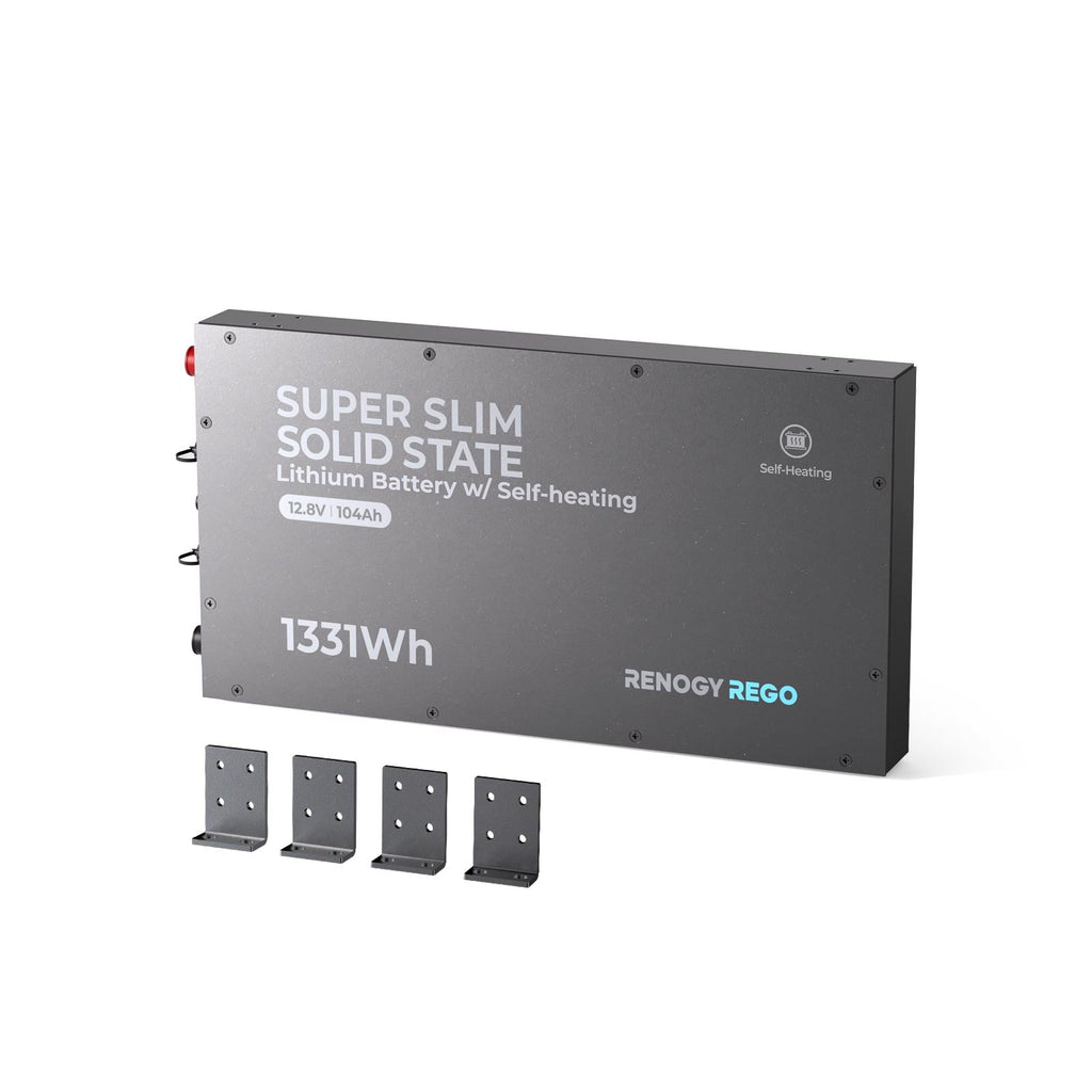 12V 104Ah Super Slim Lithium Iron Phosphate Battery with Self-Heating | Rego Series