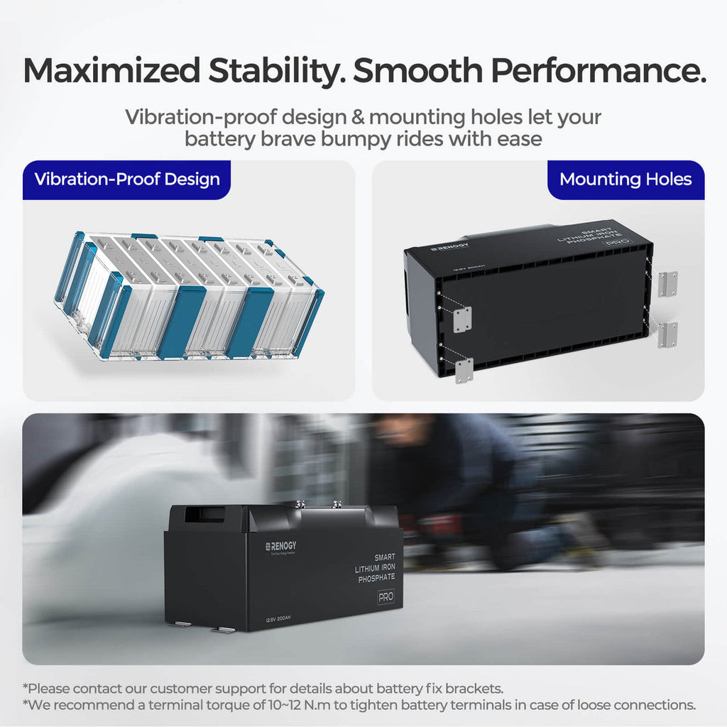 12V 200Ah Pro Deep Cycle Lithium Iron Phosphate Battery w/Bluetooth & Self-heating Function