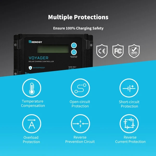 Solar Controller | Renogy | New Edition Voyager 10A PWM Waterproof Solar Charge Controller