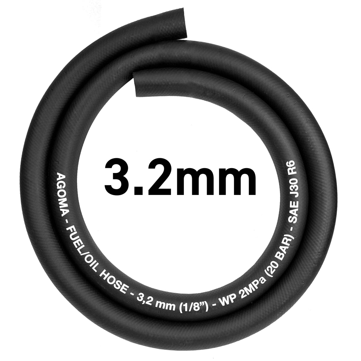 Rubber 3.2mm Braided Fuel, Oil Hose SAE J30 R6