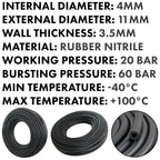 Rubber 4mm Braided Fuel, Oil Hose SAE J30 R6