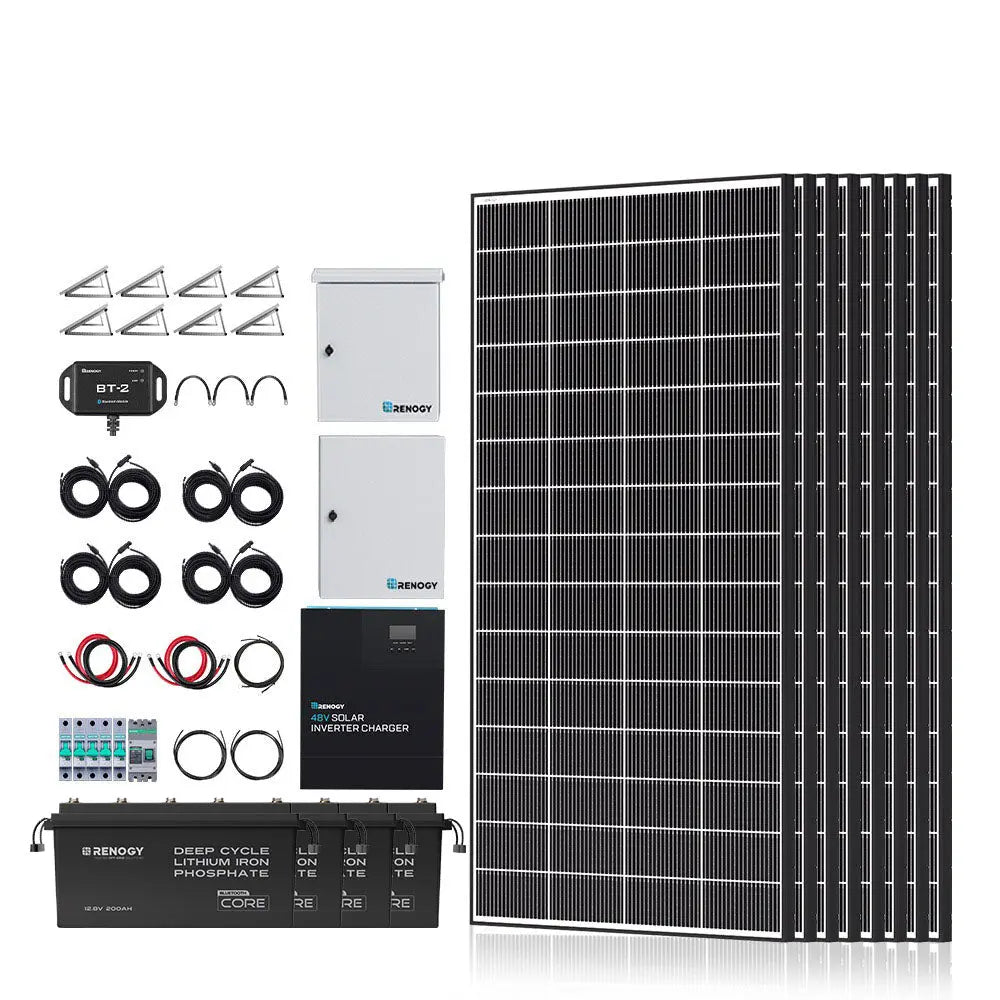 1200W/2500W Complete Solar Kit with 9.6kWh Batteries
