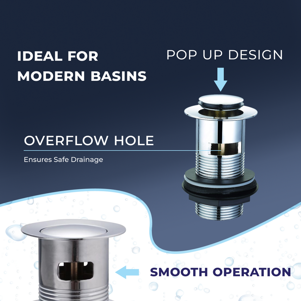 Ripple Basin Mixer Tap with Push Button Waste