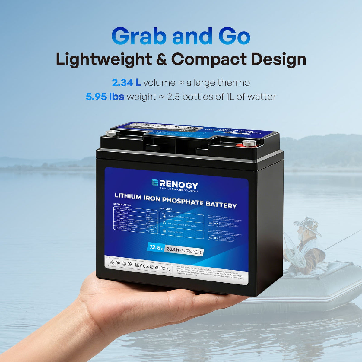 Mini Size 12V 20Ah Trolling Motor Lithium Iron Phosphate Battery