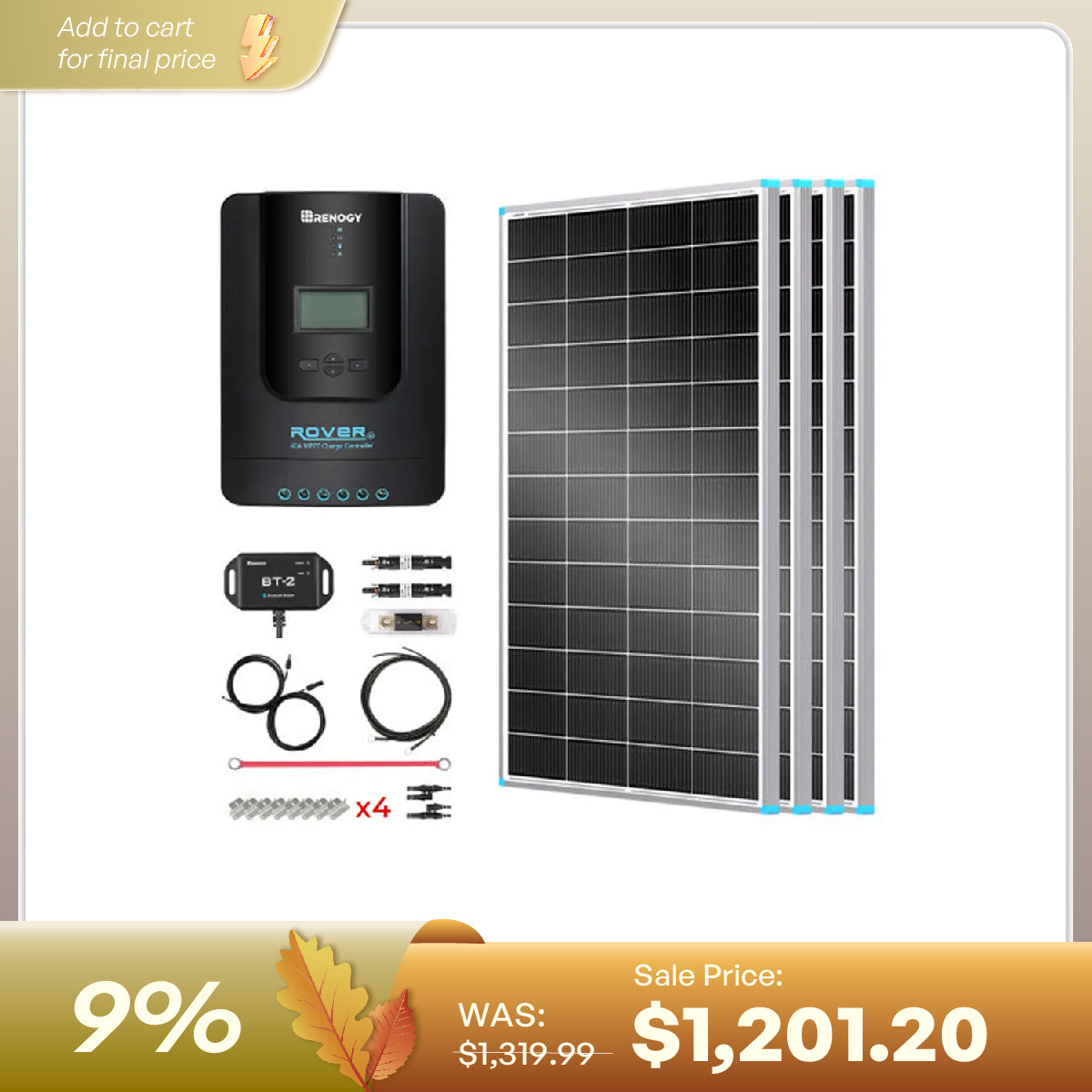 800W 12V Essential Solar Panel Kit