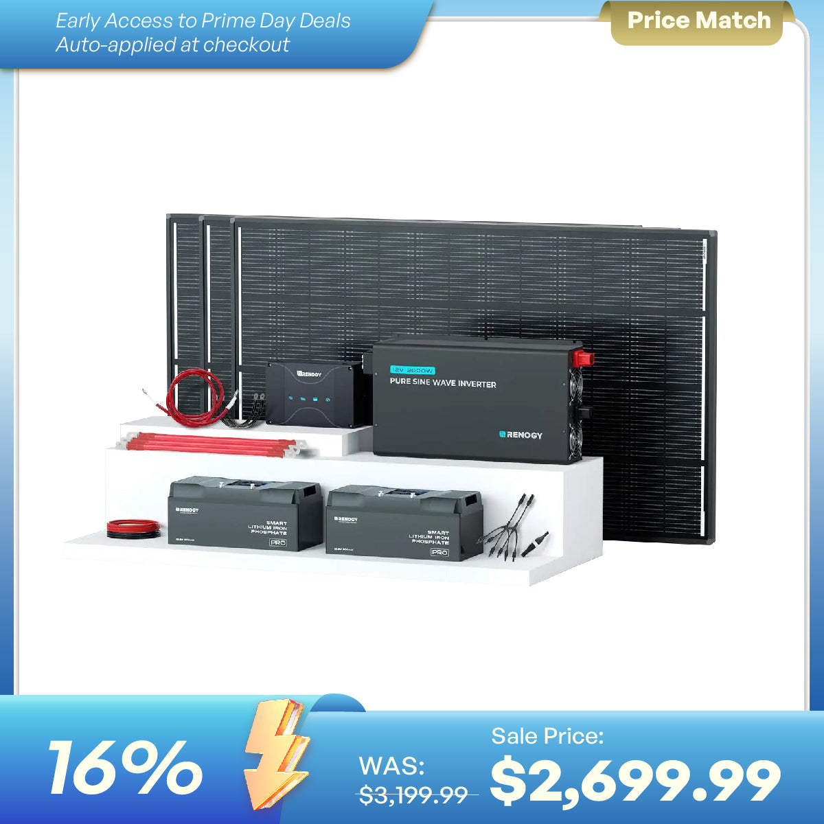 600W 12V ShadowFlux™ Solar Panel Kit with 5.12kWh Battery