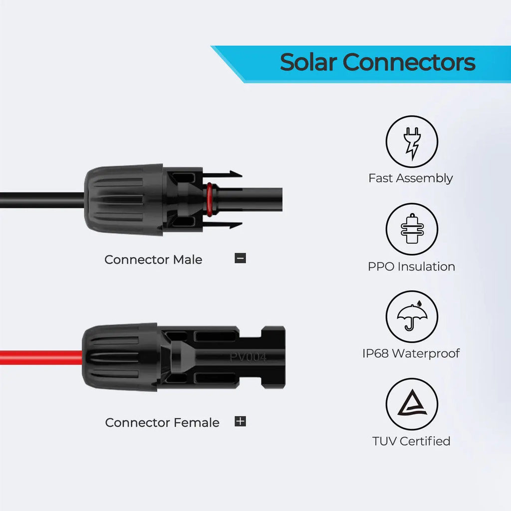 10Ft 16AWG Solar Connector to 5.5x2.1mm DC Connector Adapter Cable