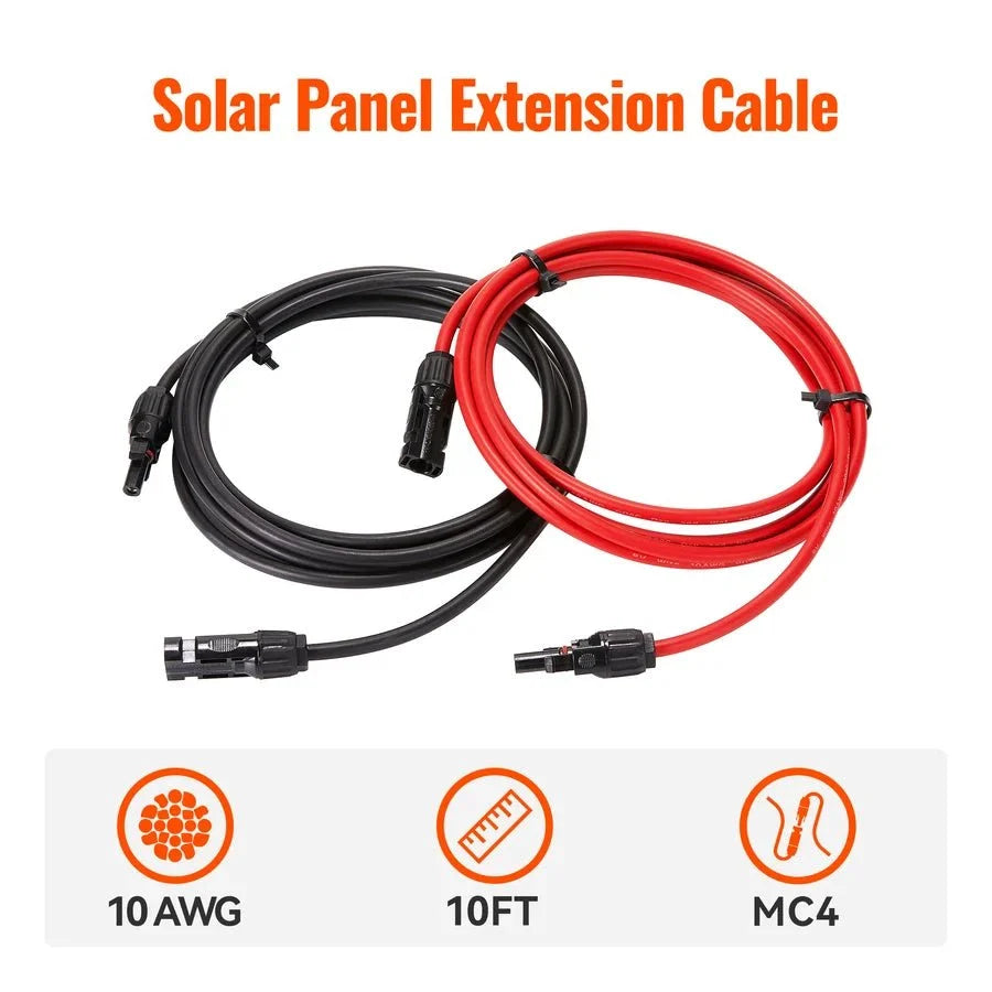 Rich Solar 10 Gauge (10AWG) 10 Feet Solar Panel Extension Cable Wire With Solar Connectors