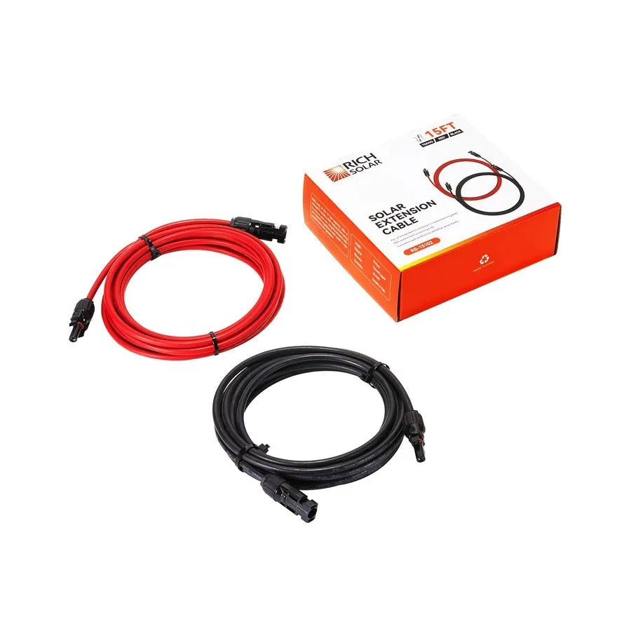 Rich Solar 10 Gauge (10AWG) 50 Feet Solar Panel Extension Cable Wire With Solar Connectors